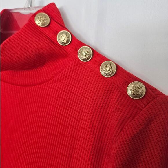 J. Crew Vintage Red Rib Turtleneck With Buttons Long Sleeve sz Small $69.50 - Picture 3 of 7